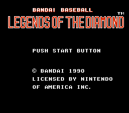 Legends of the Diamond - The Baseball Championship Game Title Screen
